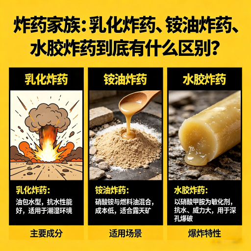 番禺炸药家族：乳化炸药、铵油炸药、水胶炸药到底有什么区别？
